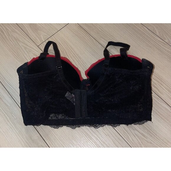 Jezebel J5296 Lace Longline Strapless Multi Way Bra Padded UW 36B Black Red - Picture 4 of 6